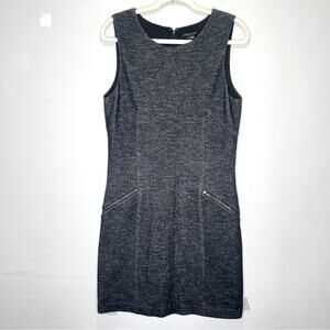 Theory Wool Blend Career Minimalist Sheat Sleeveless Mini Dress Gray Sz 12